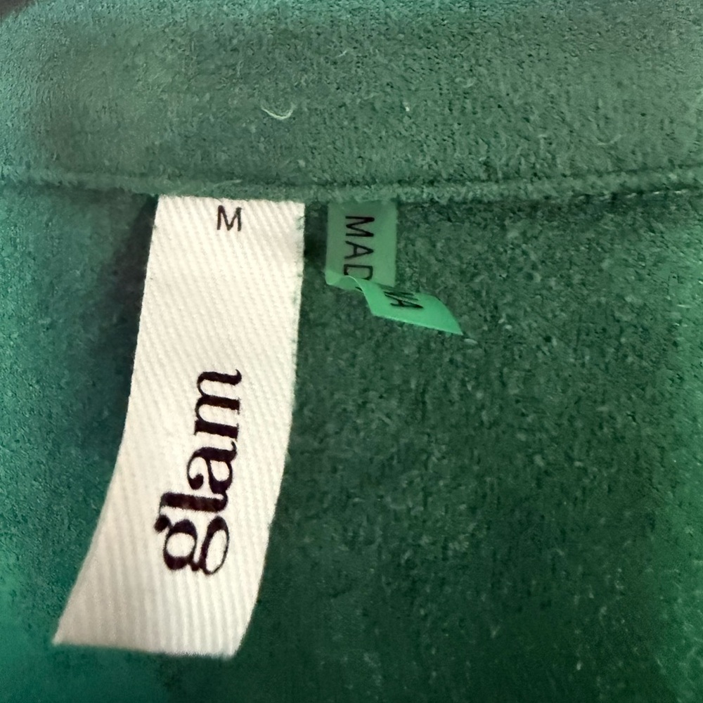 Green Suede Fringe Jacket medium Glam - Picture 8 of 13